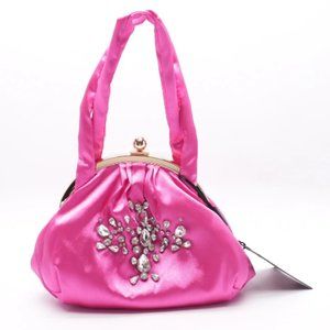 CYNTHIA ROWLEY - Pink Rhinestone Satin Shoulder Bag with Coin Purse